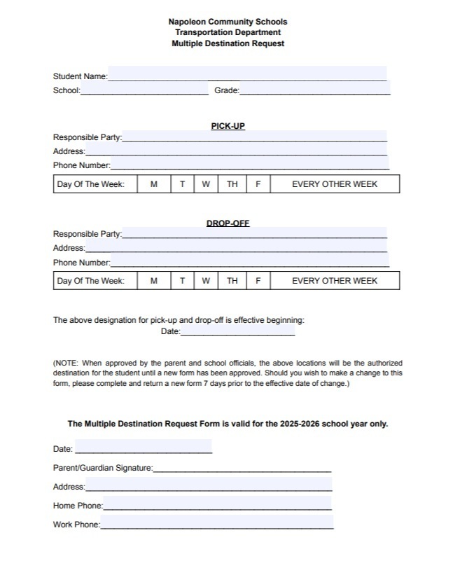 Mult Destination Form Image