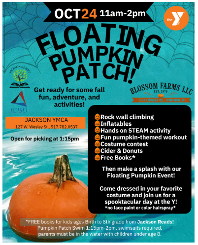 Floating Pumpkin Patch flyer for Jackson reads event October 24