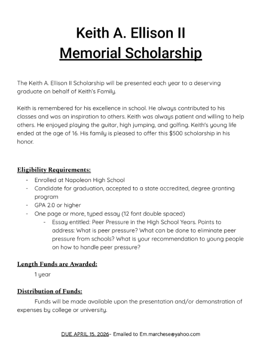 Keith A. Ellison  Memorial Scholarship