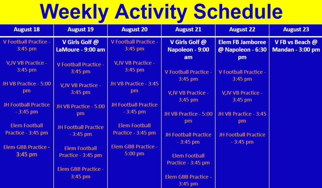 activity schedule