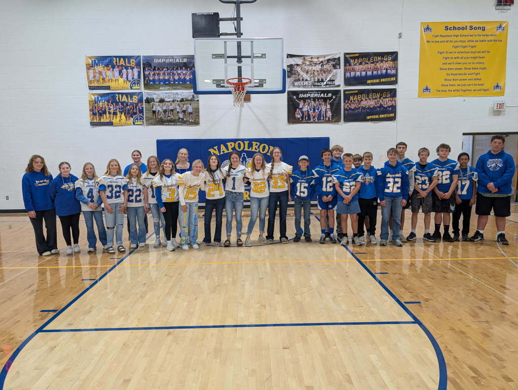 7 and 8 grade students showing school Spirit