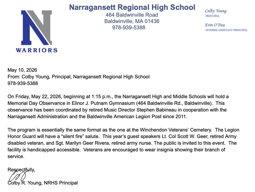 MS/HS Memorial Day Observance 5.22.26