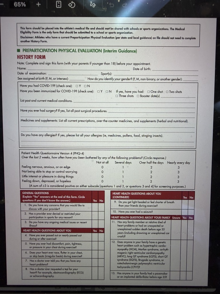 Medical History Form