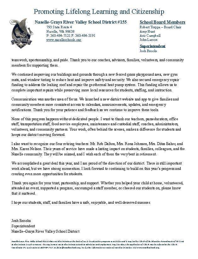 Superintendent EOY letter