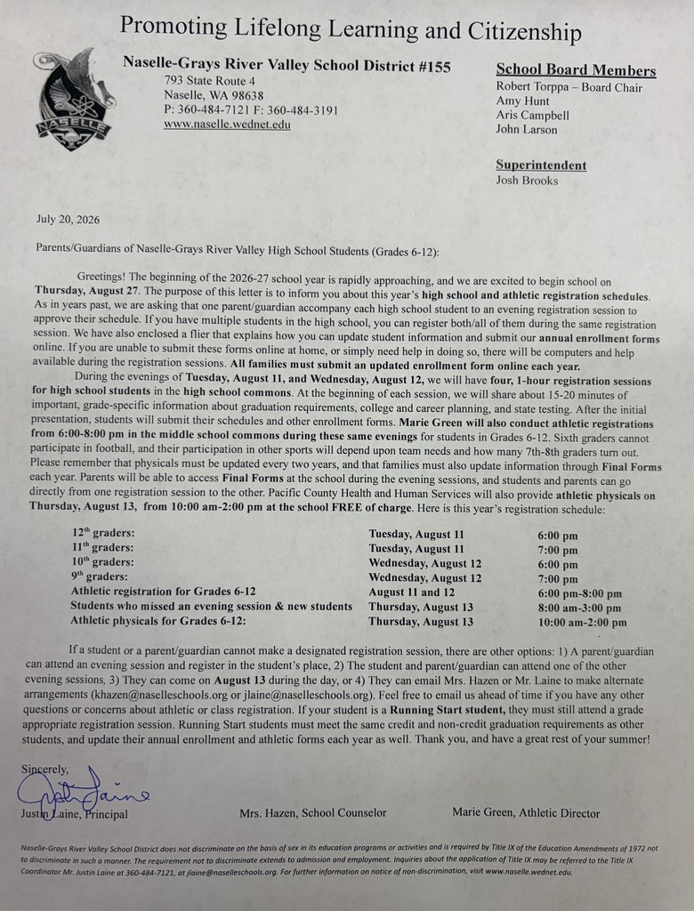 Fall Registration Information