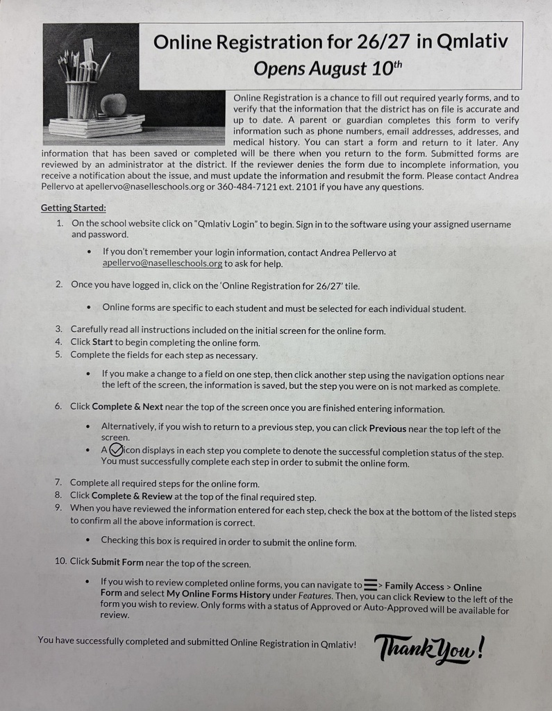 Fall Registration Information