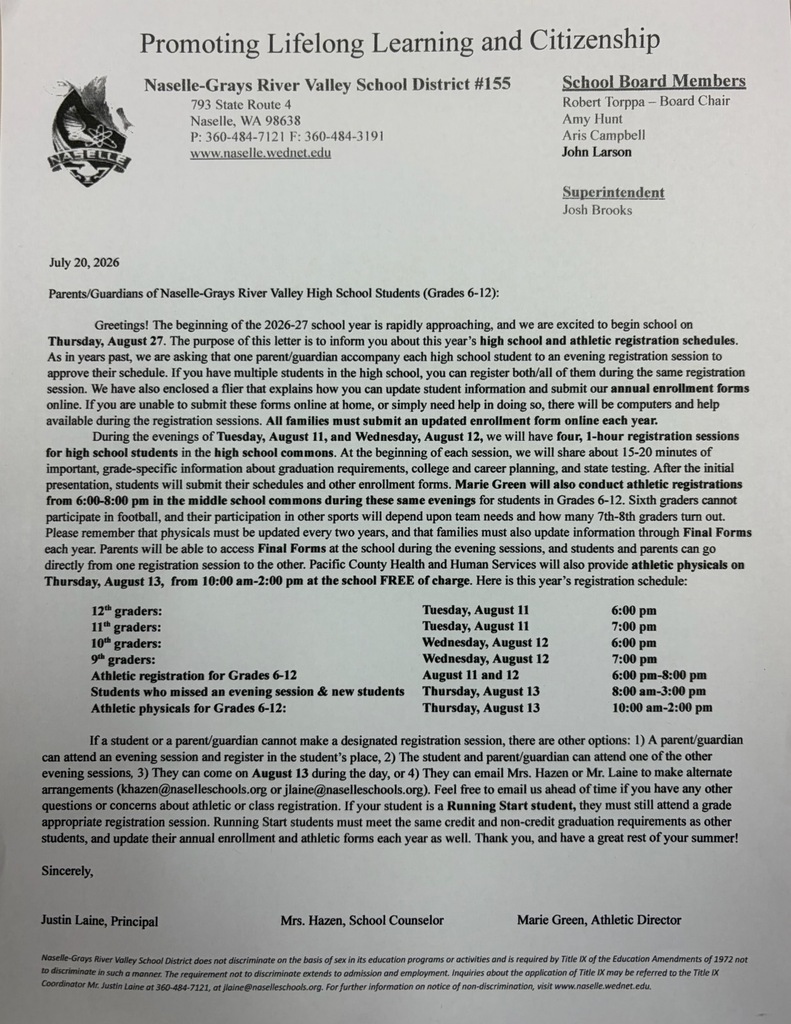 High School and Athletic Registration