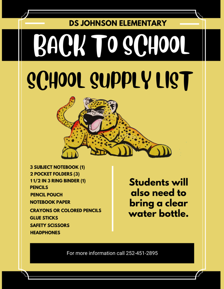 Back to School Supply List! DS Johnson Elementary School