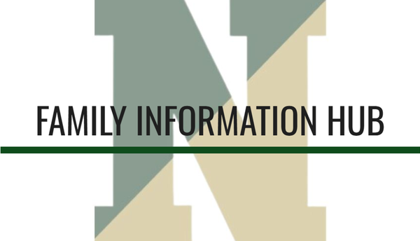 The green and gold Nashoba N logo sits behind the words Family Information Hub.