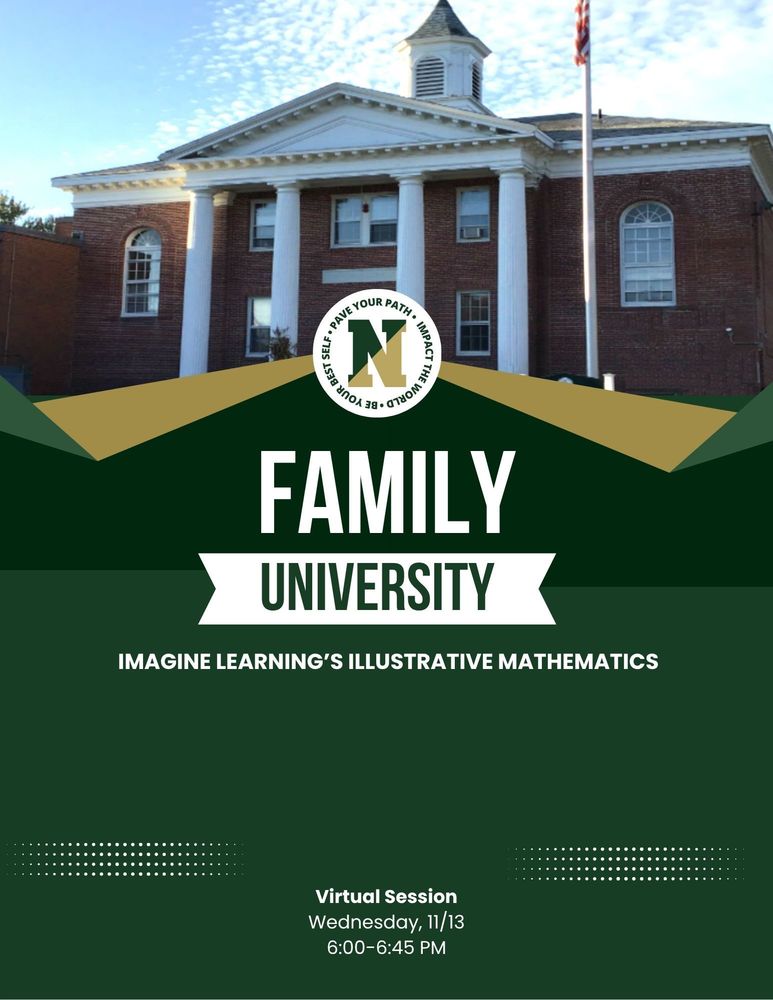 The Nashoba logo with Family University written below on a gold and green background.