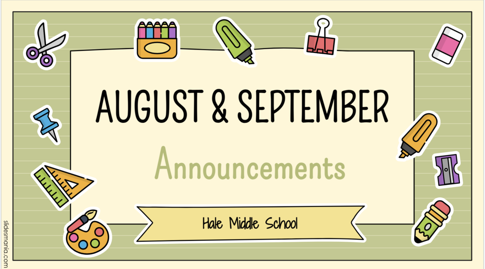 HMS August & September Announcements