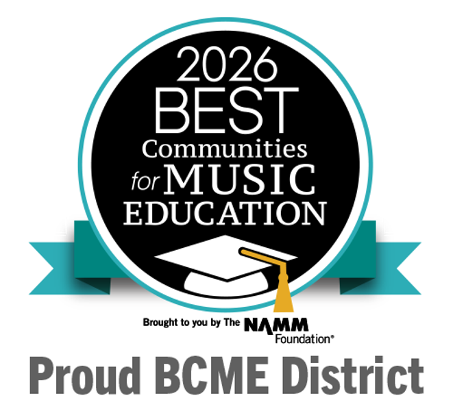 2026 Best Communities for Music Education. A blue circle with a graduation cap.