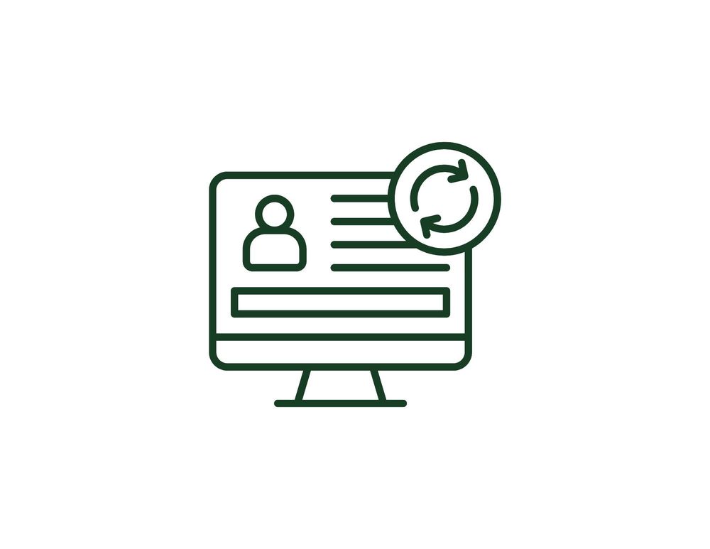 Computer with a refresh symbol.