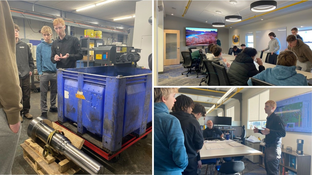 several pictures of students touring Broomfield Technologies' facilities