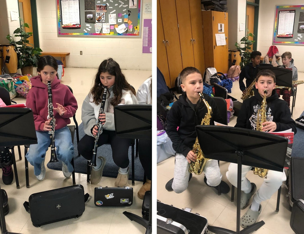MRE students practicing their instruments in the music room.
