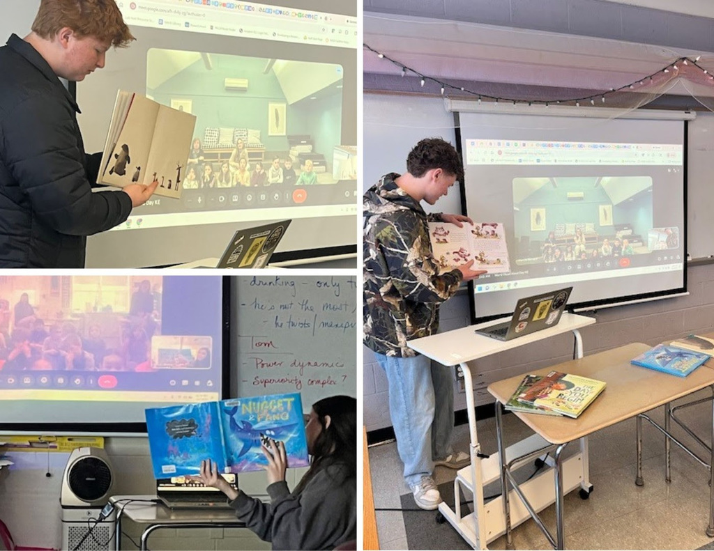 NRHS students read to elementary school students through Zoom.