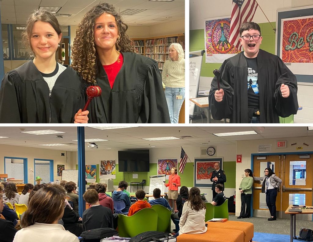 LBMS studentes listened to a judge present and tried on her official robes.