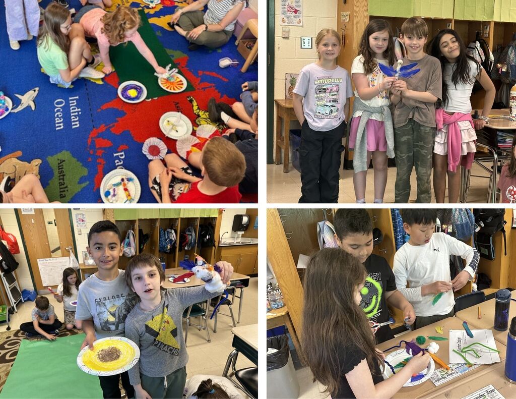 MRE second graderswork on and show off their pollinator presentations.