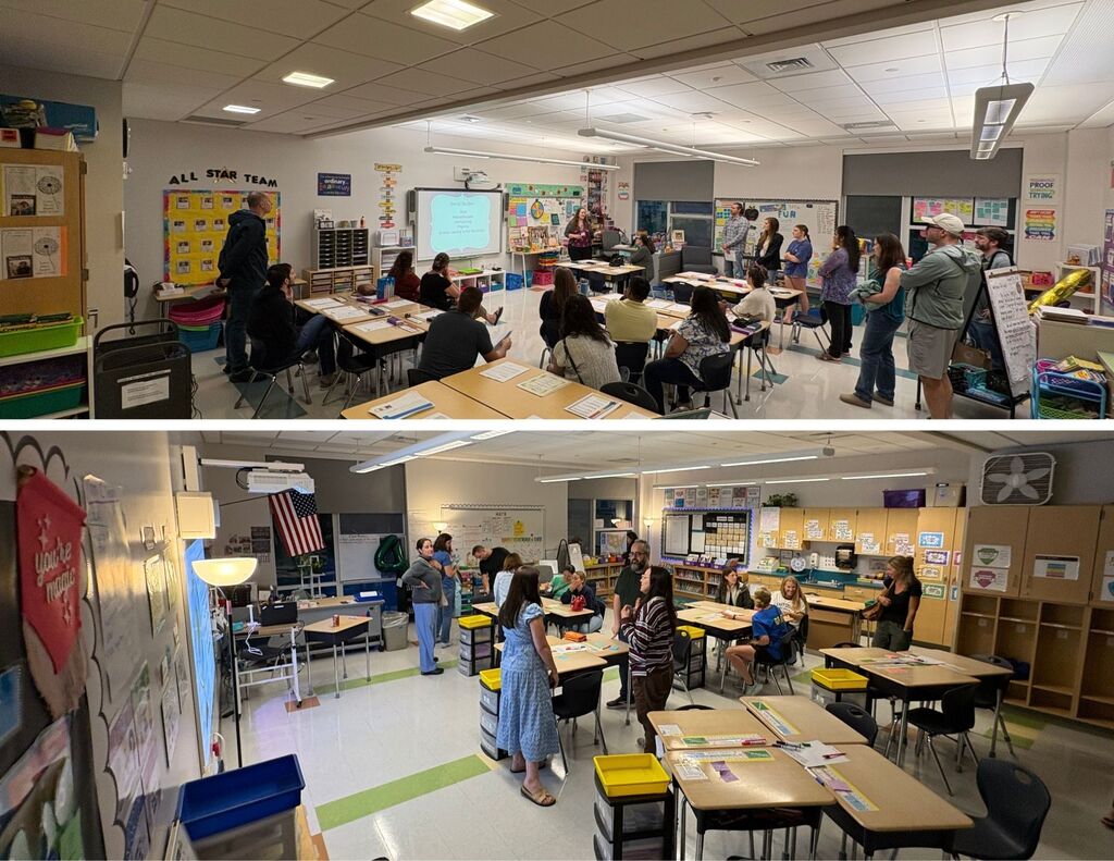 Center School families explore classrooms.