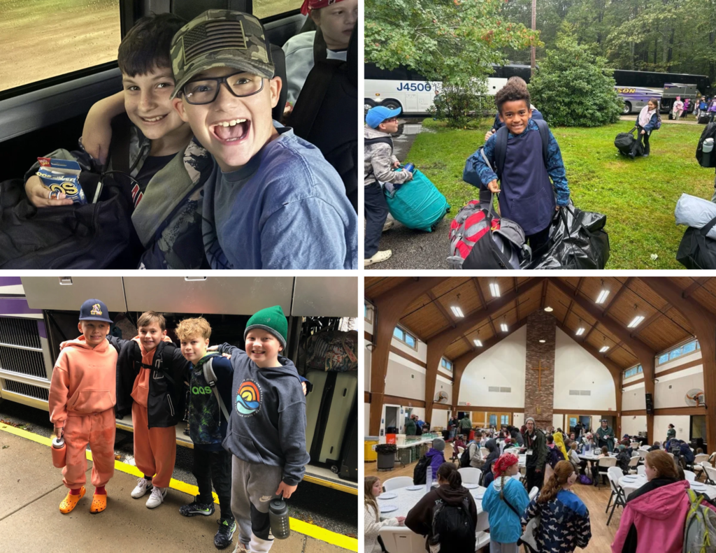MRE students pose together on the trip and during their arrival at Nature's Classroom.