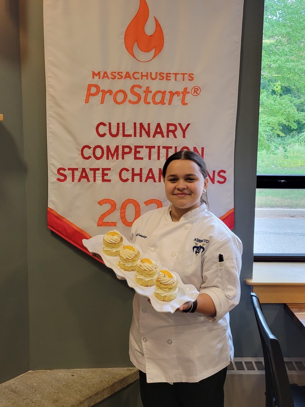 If you visit the Viking Bistro at Nashoba Tech for lunch, you may find that Jillian Cambridge (senior, Ayer) has prepared her peach entremet.