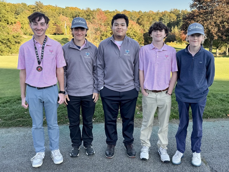 Nashoba Tech MAVADA Tournament Team from left to right: Matthew Fogg (Senior), Sal Arena (Senior), Junyao Pereira (Senior),  Jordan O'Neill (Sophomore),  Luke Hayes (Sophomore) - photo by S. Betsold