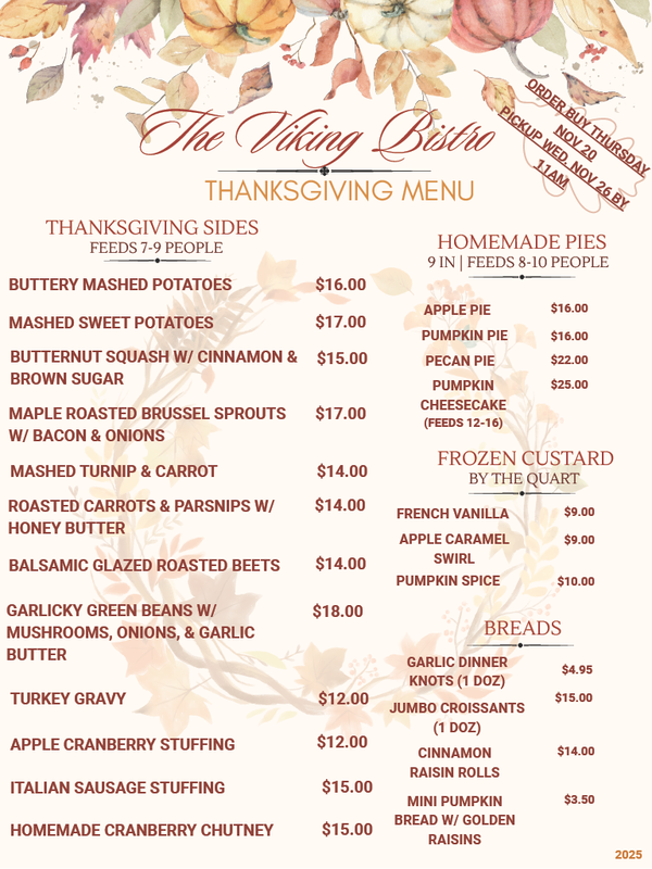 Thanksgiving 2025 Catering Menu