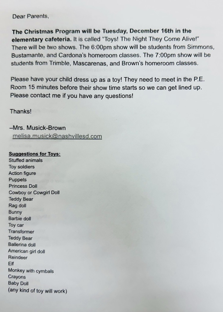 Musick Christmas letter