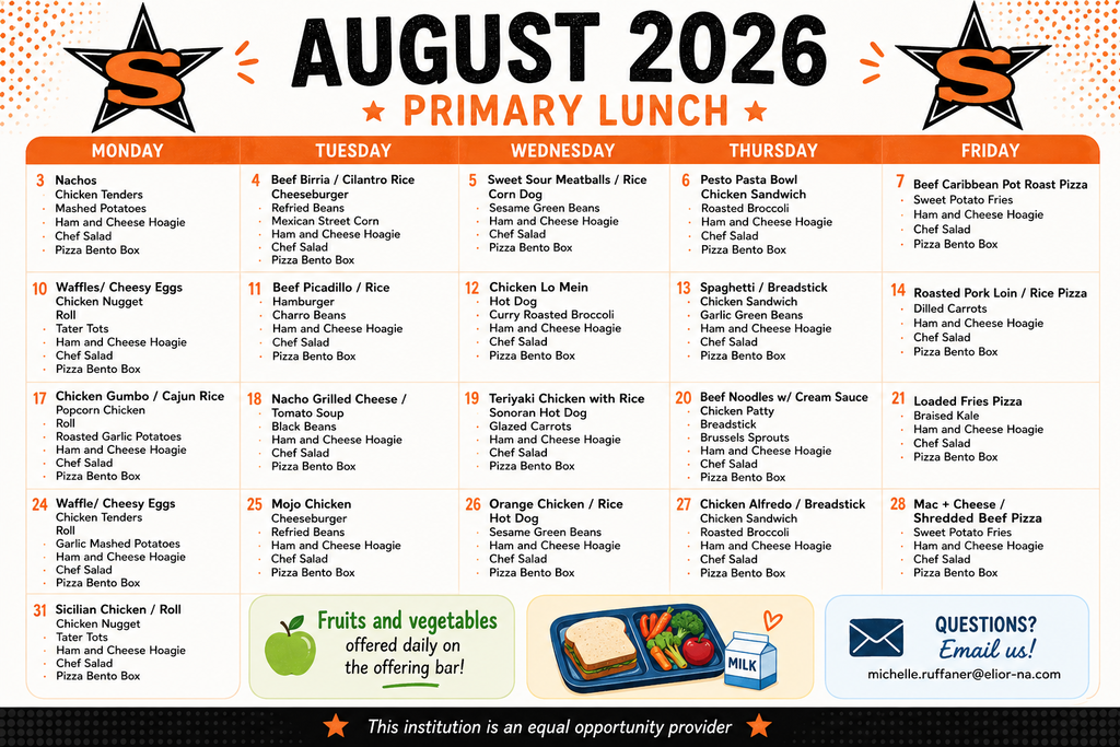 August Lunch Menu