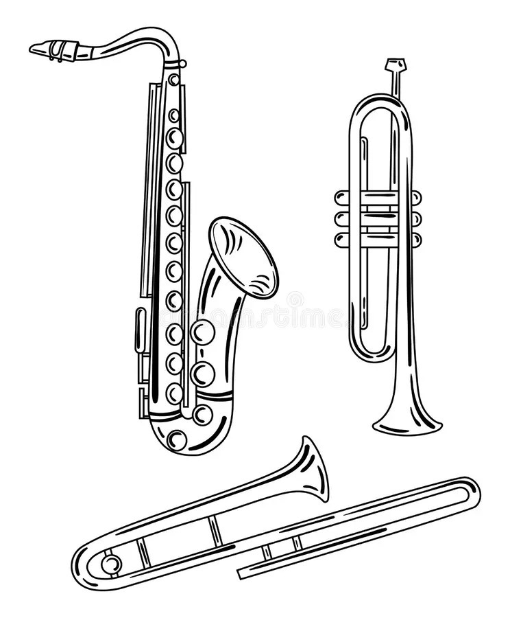 Music Instruments displayed in black and white