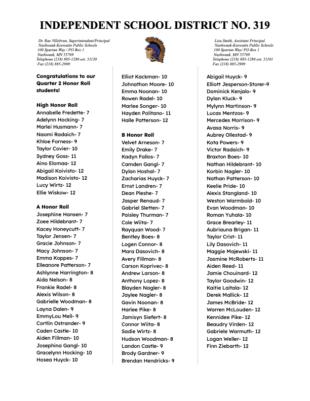 25-26 Q2 Honor Roll