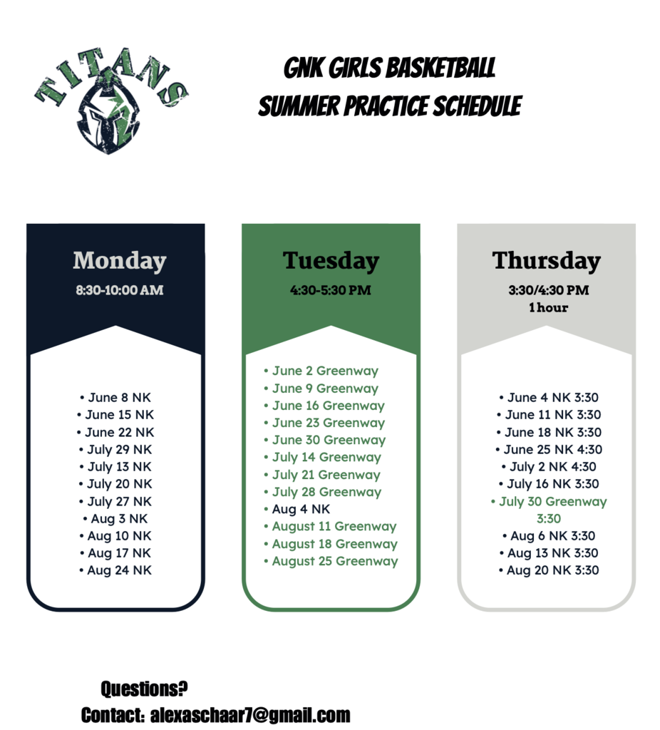 Girls Basketball Summer Schedule