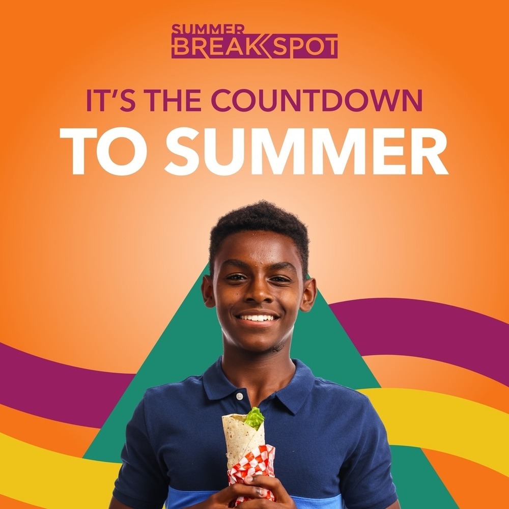 It's the Countdown to Summer with child holding a taco