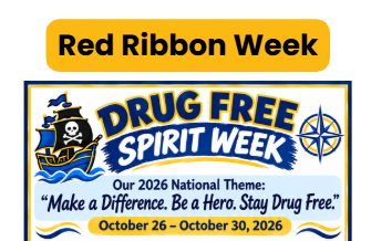 Red Ribbon Week Dress Up Days image with blue, gold and pirate decor.