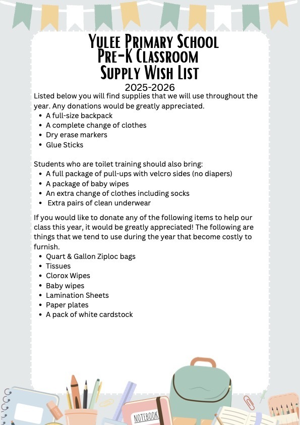 25-26 Classroom Supply Lists