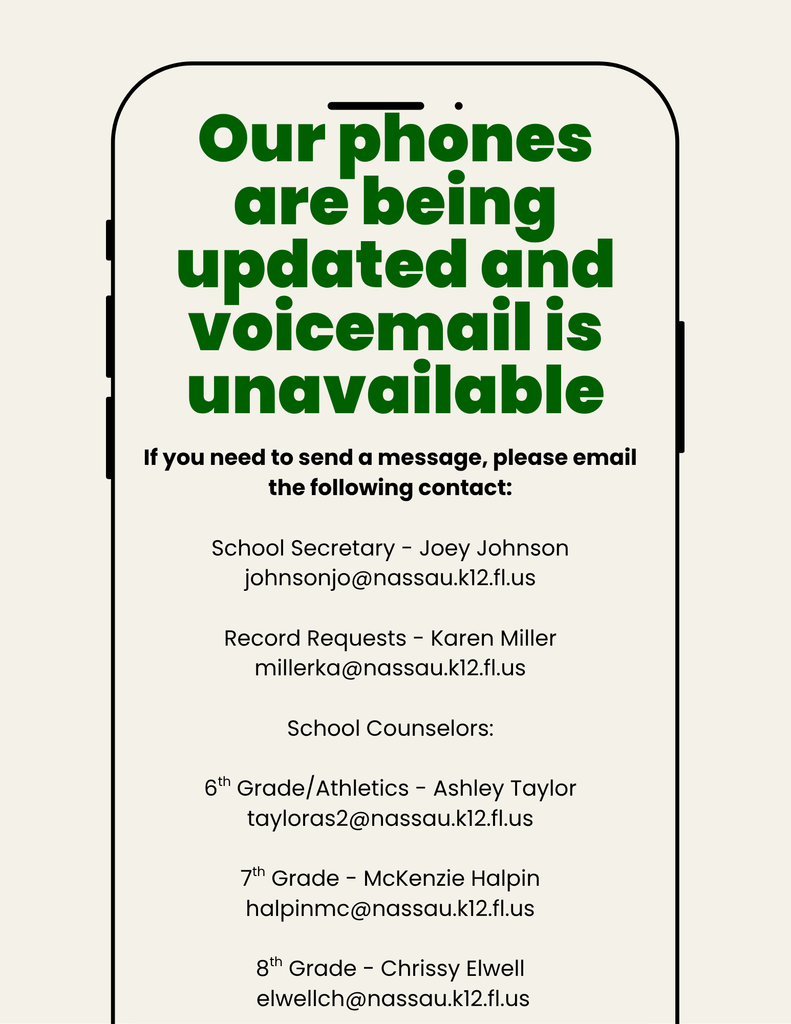 Phones are being updated - see list for contacts