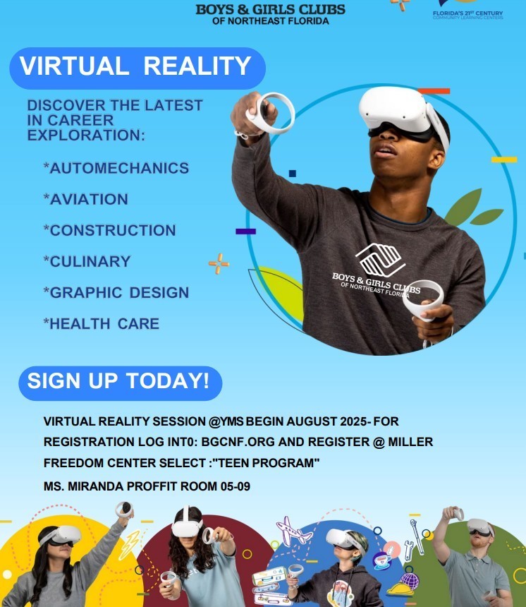 Flyer for VR Club at YMS