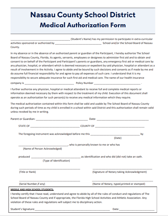Medical Authorization Form