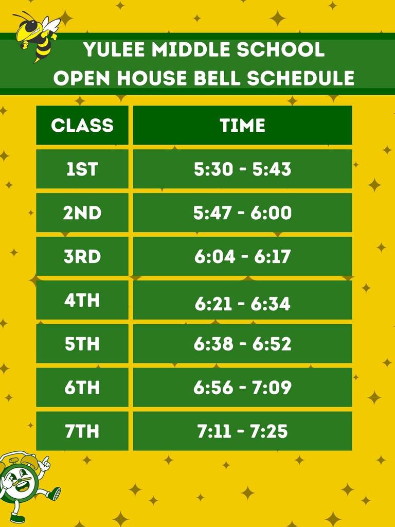 Bell Schedule for Open House