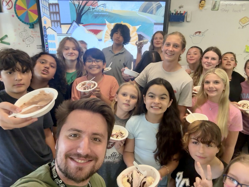 Mr. Skye celebrates with his class