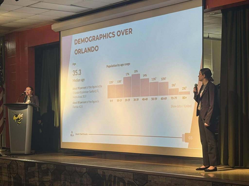 Student presenting at Shark Tank Event