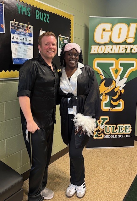 Mr. Johnson and Mrs. King in Pjs