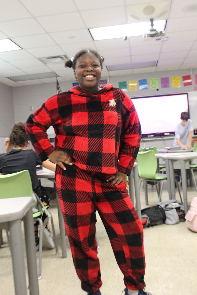 Student posing in Pjs