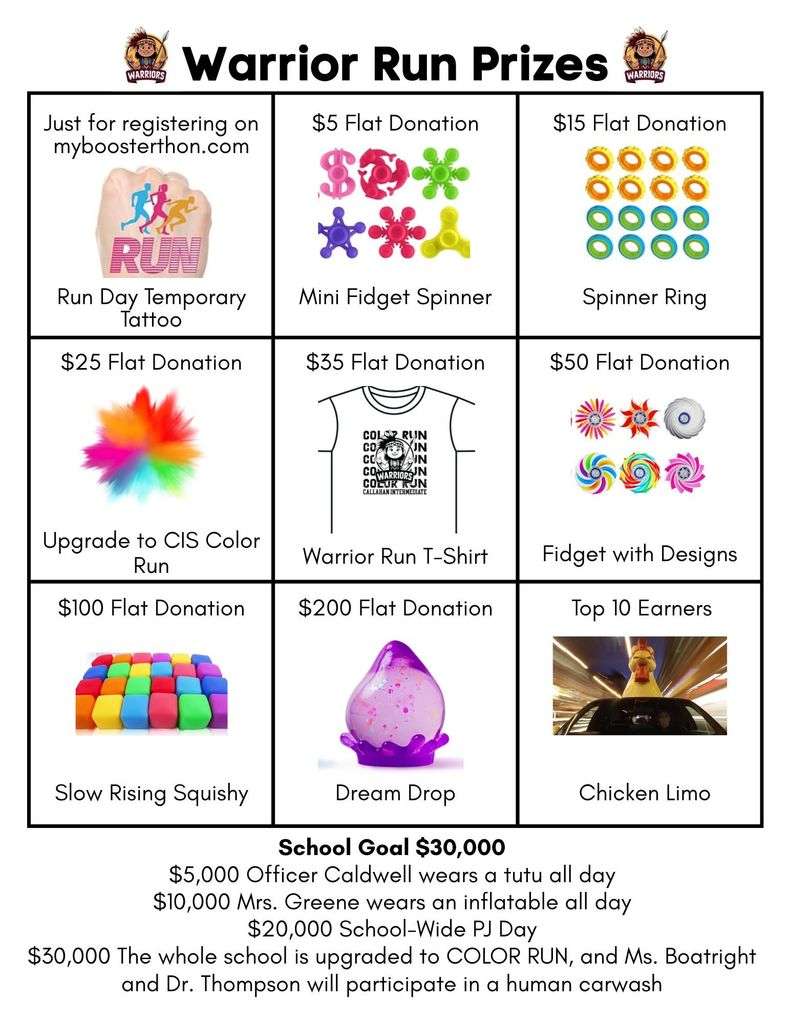 Warrior Run Prizes