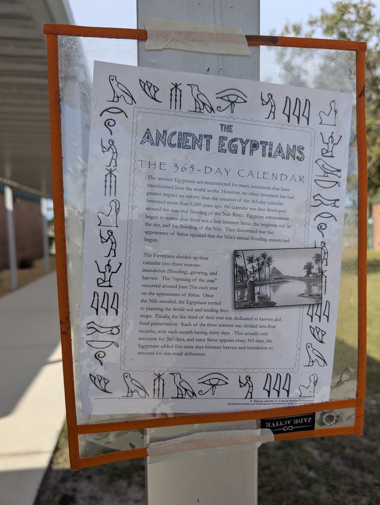 Example of what the students are reading... Ancient Egyptian Calendars is the topic