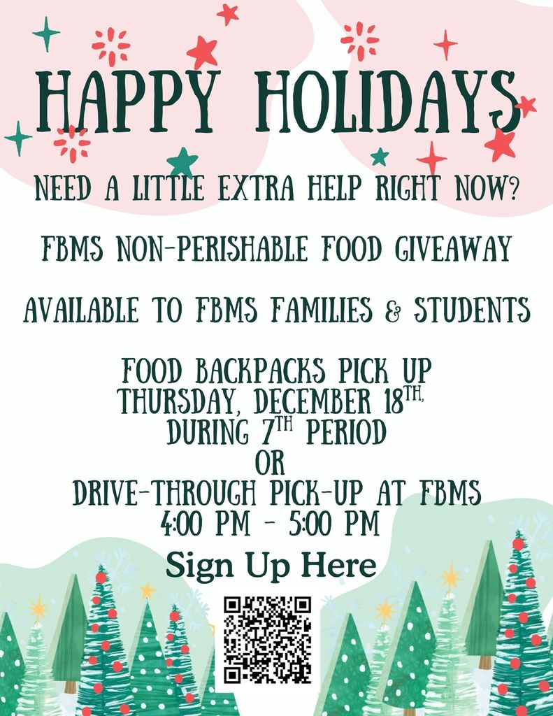 Happy Holiay Backpack Give Away Flyer