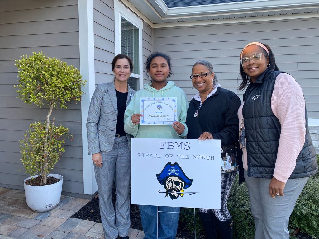 FBMS Administrators with 8th Grade Student of the Month
