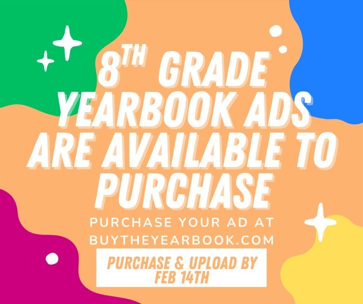 Yearbook ads for 8th grade students for sale!