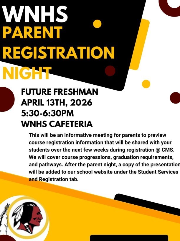 WNHS Parent Registration Night Flyer