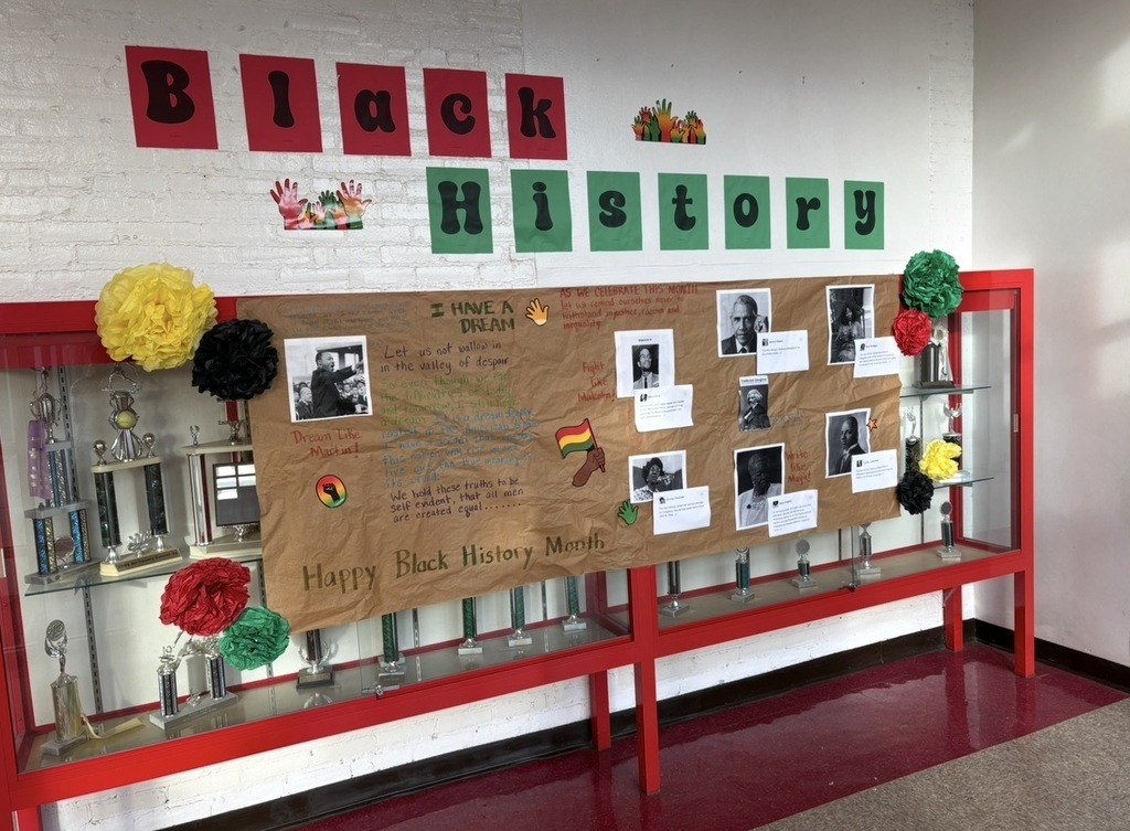 Black History Month decor displayed in hall.